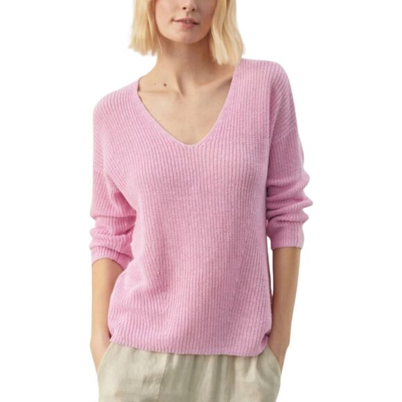 Part Two Etrona Linen Knit Pink Long Sleeve Sweater Sz L - Picture 1 of 12